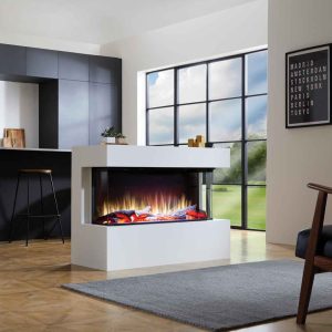 Irange i1000e deep woodland log fuel bed white flame