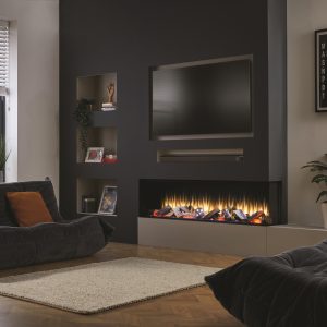 Irange i1500e deep media wall lights off with quartered logs