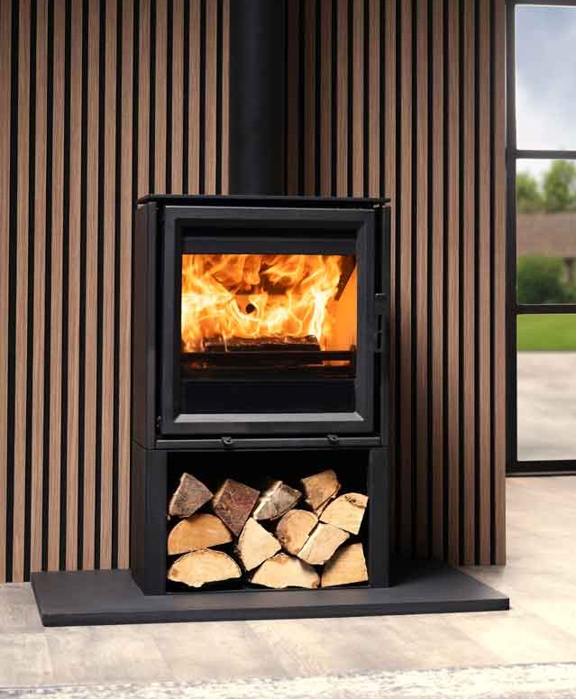 Fireline Ecostar 5 5kW Wide Freestanding Stove on 300mm Log Store