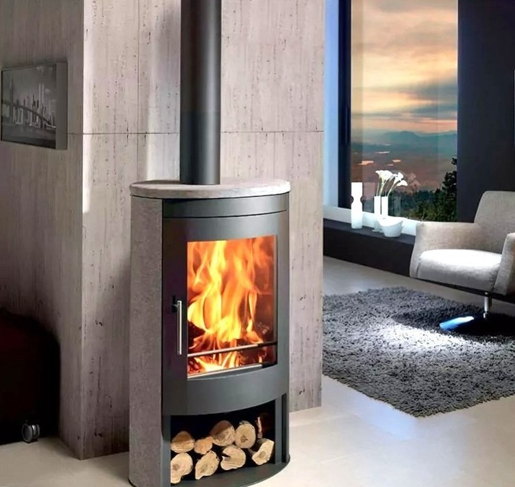 Oval 3 stones ecodesign 87 kw wood stove