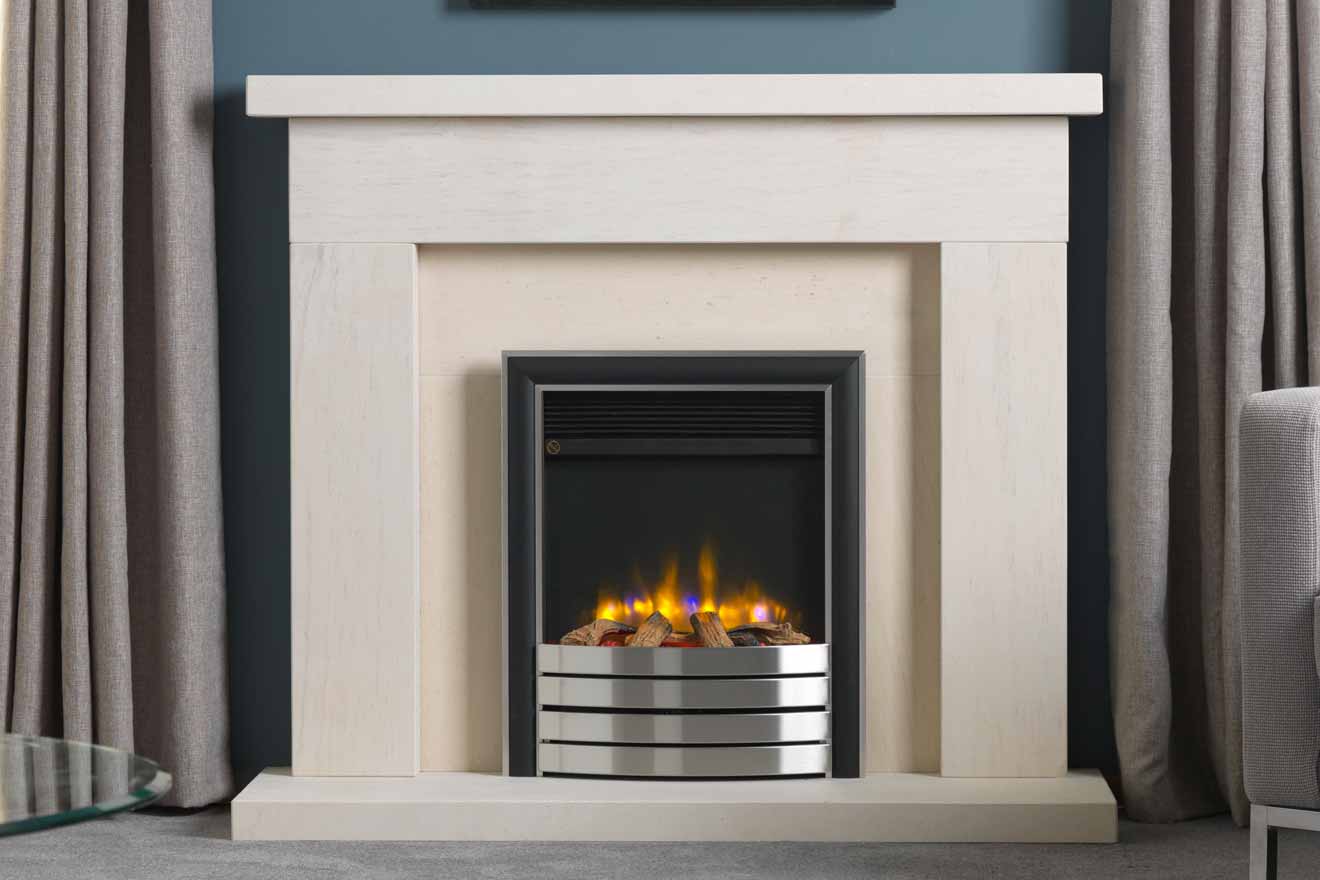CJ 4D Ecoflame Beckford Surround Elite Satin Fascia Log Bed