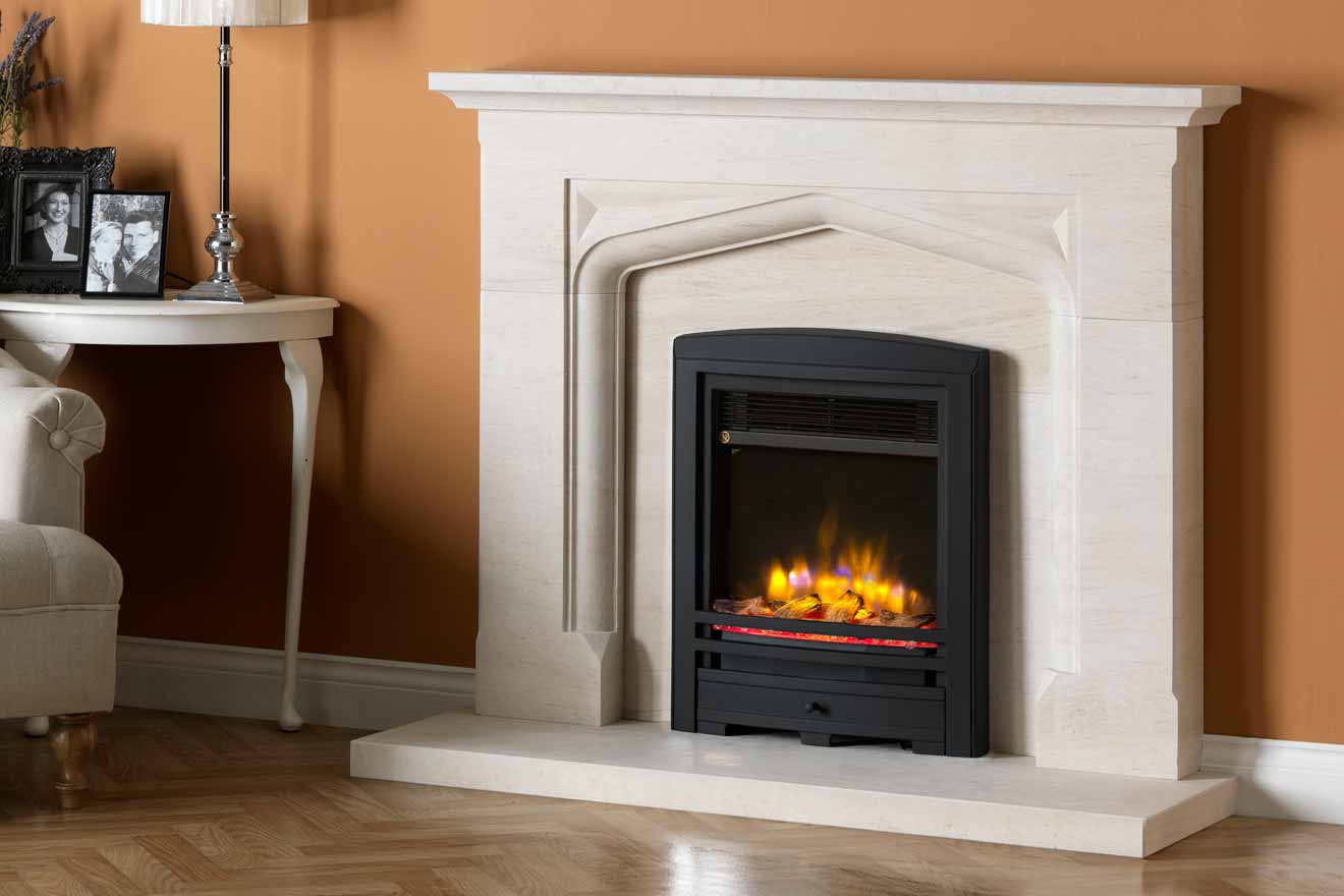 CJ 4D Ecoflame Boscombe Surround Black Cast Arch Logs