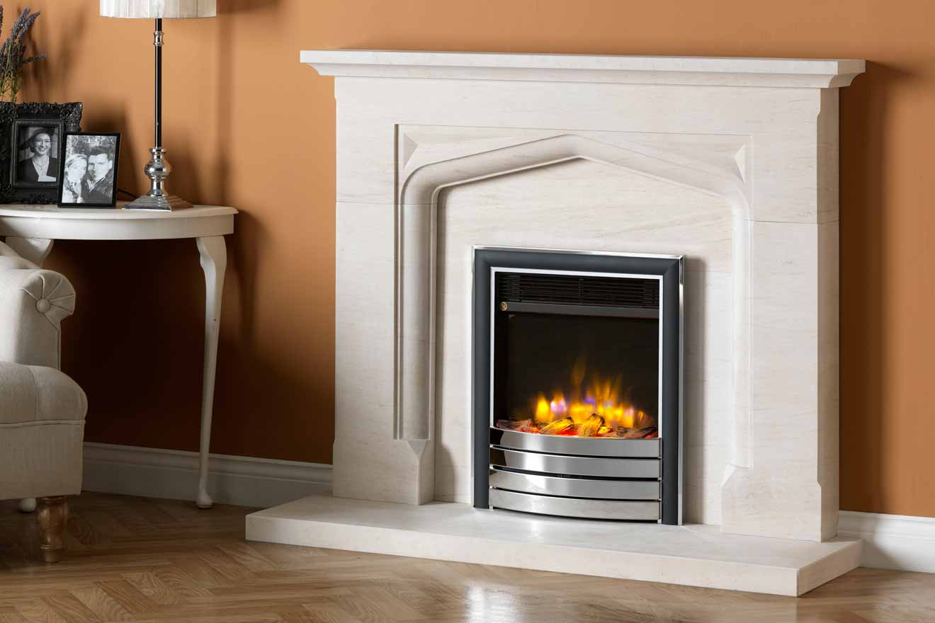 CJ 4D Ecoflame Boscombe Surround Elite Fascia Chrome Logs
