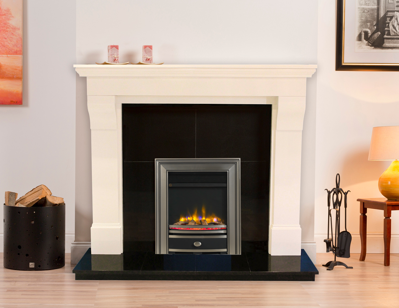 Cambria with 4D ecoflame Square Cast Fuscia Pewter